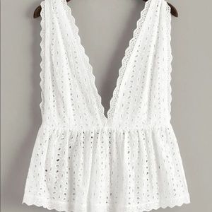 Ruffle hem plunging top